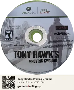 Tony Hawk's Proving Ground Xbox 360, NTSC disc