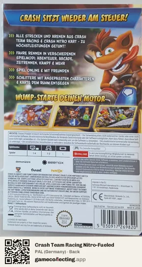Crash Team Racing Nitro-Fueled Nintendo Switch, Germany box back