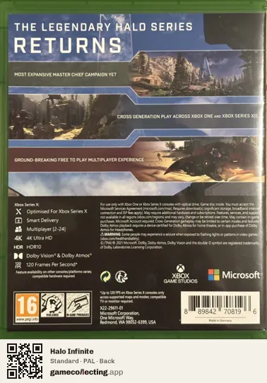 Halo Infinite Xbox Series X, PAL box back