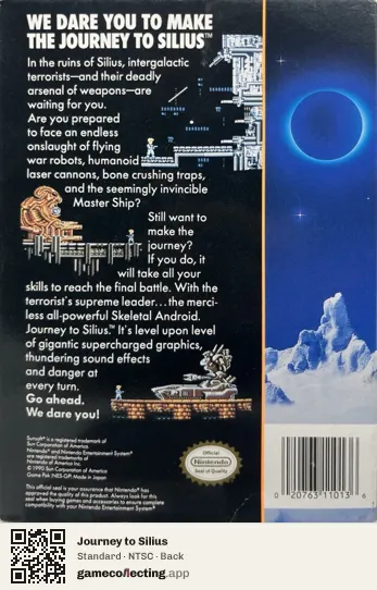 Journey to Silius Nintendo Entertainment System, NTSC box back