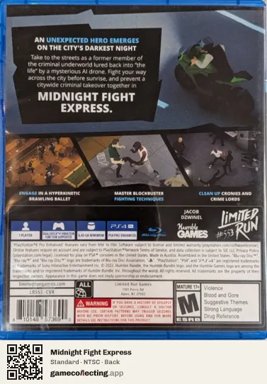 Midnight Fight Express PlayStation 4, NTSC box back