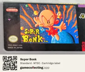 Super Bonk Super Nintendo Entertainment System, NTSC cartridge label