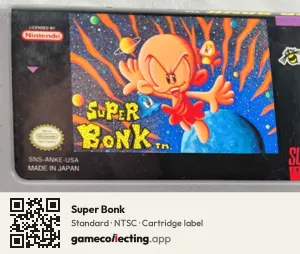Super Bonk Super Nintendo Entertainment System, NTSC cartridge label