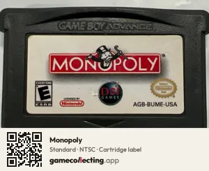 Monopoly Game Boy Advance, NTSC cartridge label