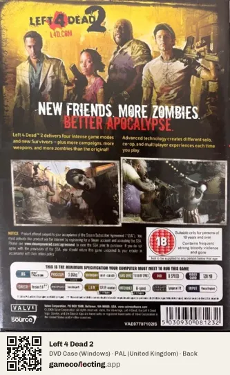 Left 4 Dead 2 Computer, United Kingdom box back
