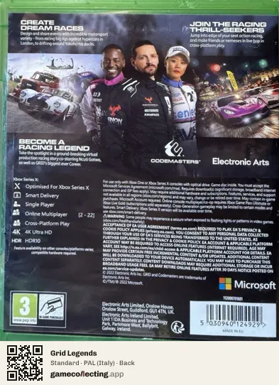 Grid Legends Xbox Series X, Italy box back