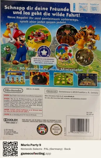 Mario Party 9 Nintendo Wii, Germany box back