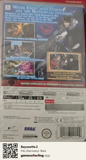 Bayonetta 2 Nintendo Switch, Germany box back