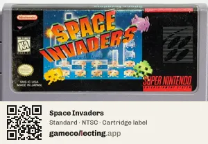 Space Invaders Super Nintendo Entertainment System, NTSC cartridge label