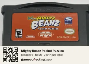 Mighty Beanz Pocket Puzzles Game Boy Advance, NTSC cartridge label