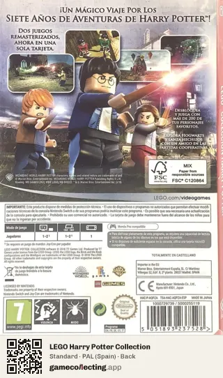 LEGO Harry Potter Collection Nintendo Switch, Spain box back
