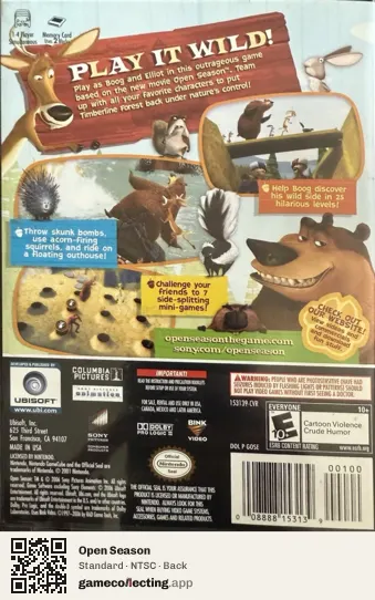 Open Season Nintendo GameCube, NTSC box back