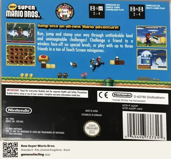 New Super Mario Bros. Nintendo DS, United Kingdom box back