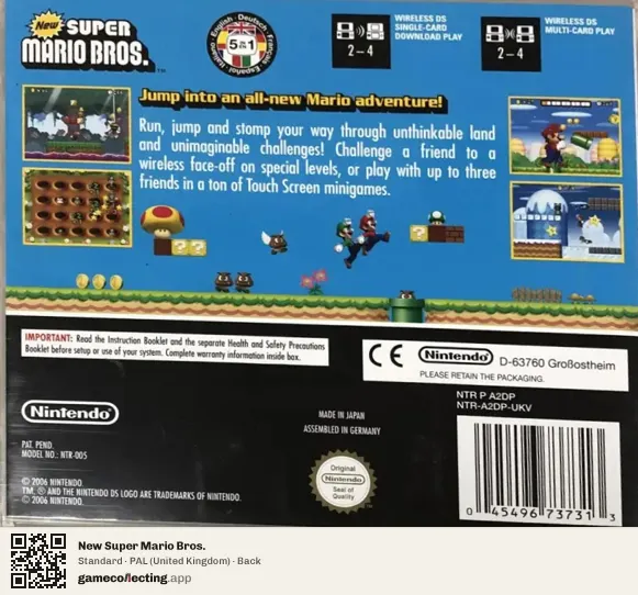 New Super Mario Bros. Nintendo DS, United Kingdom box back