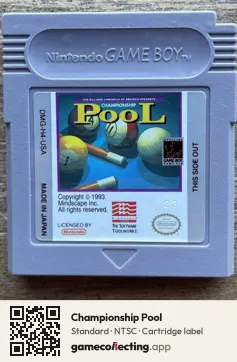 Championship Pool Game Boy, NTSC cartridge label