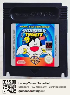 Looney Tunes: Twouble! Game Boy Color, PAL cartridge label