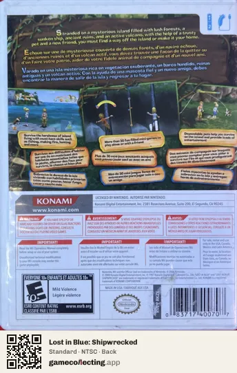 Lost in Blue: Shipwrecked Nintendo Wii, NTSC box back