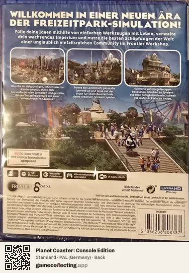 Planet Coaster: Console Edition PlayStation 5, Germany box back