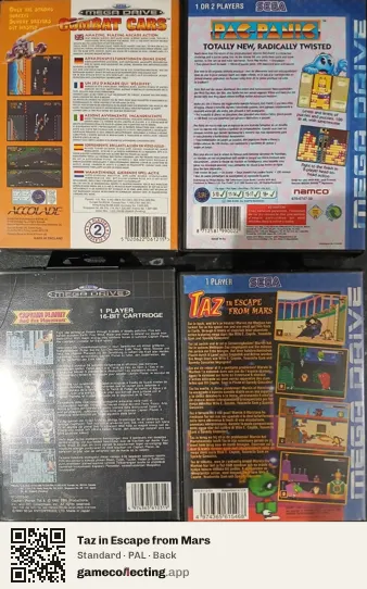 Taz in Escape from Mars Sega Mega Drive / Genesis, PAL box back
