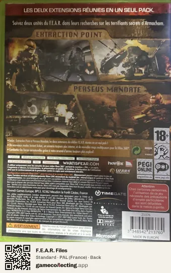 F.E.A.R. Files Xbox 360, France box back