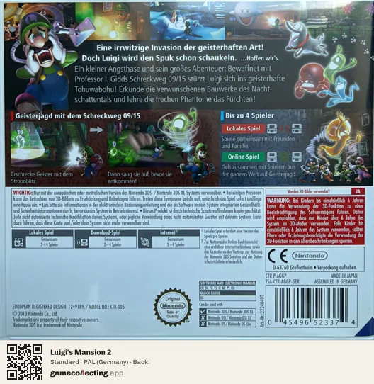 Luigi's Mansion 2 Nintendo 3DS, Germany box back