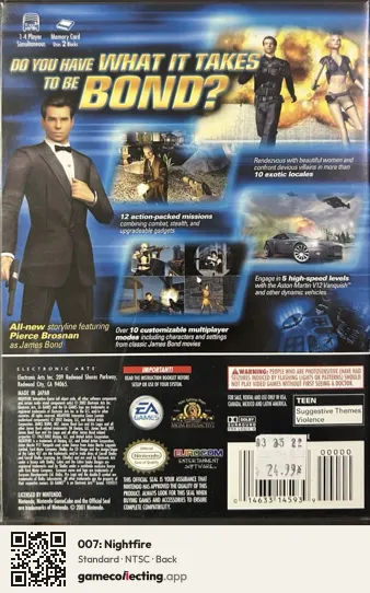 007: Nightfire Nintendo GameCube, NTSC box back
