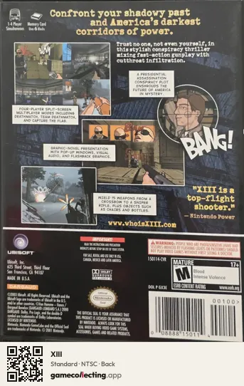 XIII Nintendo GameCube, NTSC box back