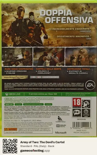 Army of Two: The Devil's Cartel Xbox 360, Italy box back