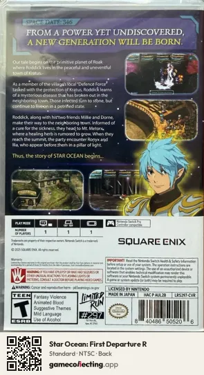 Star Ocean: First Departure R Nintendo Switch, NTSC box back