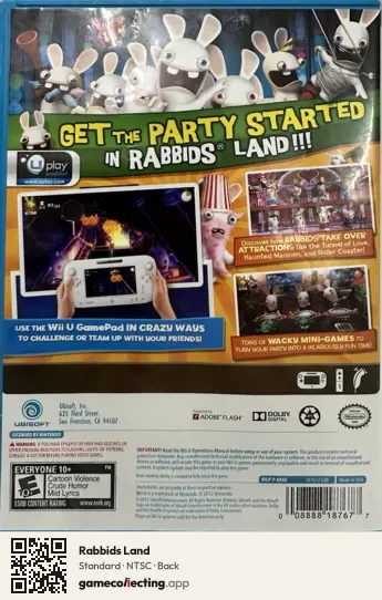 Rabbids Land Nintendo Wii U, NTSC box back