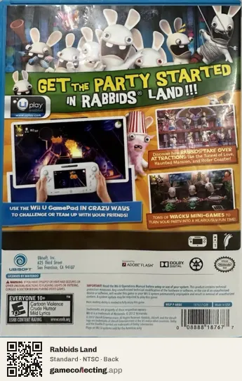 Rabbids Land Nintendo Wii U, NTSC box back