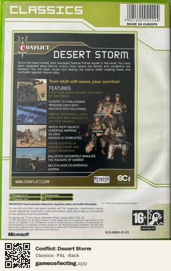 Conflict: Desert Storm Xbox, PAL box back