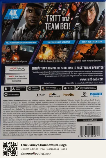 Tom Clancy's Rainbow Six Siege PlayStation 5, Germany box back