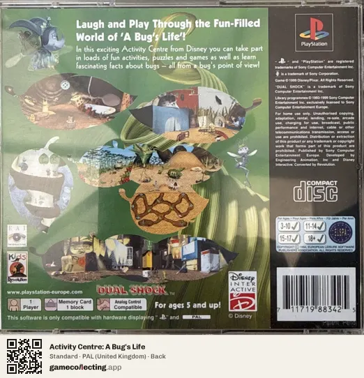 Activity Centre: A Bug's Life PlayStation, United Kingdom box back
