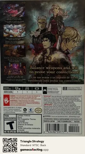 Triangle Strategy Nintendo Switch, NTSC box back