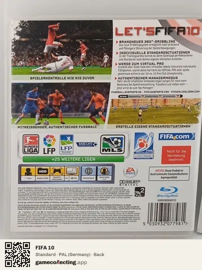 FIFA 10 PlayStation 3, Germany box back