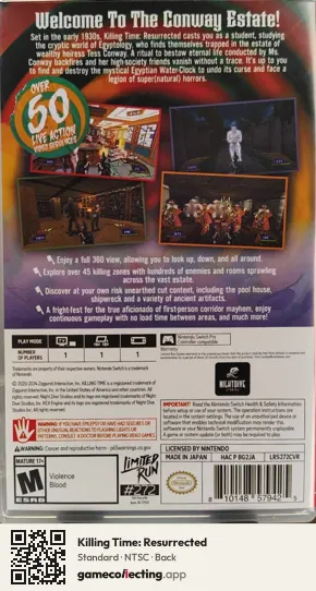 Killing Time: Resurrected Nintendo Switch, NTSC box back