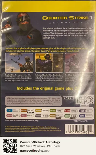 Counter-Strike 1: Anthology Computer, PAL box back