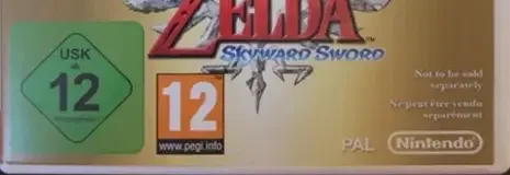 The Legend of Zelda: Skyward Sword, the USK square on its front