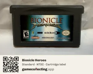 Bionicle Heroes Game Boy Advance, NTSC cartridge label
