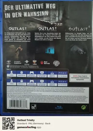 Outlast Trinity PlayStation 4, Germany box back