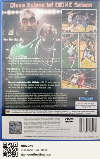 NBA 2K9 PlayStation 2, PAL box back