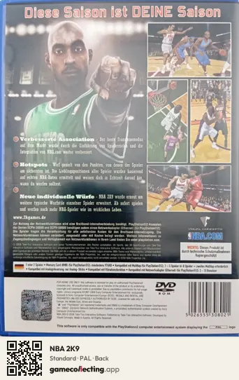 NBA 2K9 PlayStation 2, PAL box back