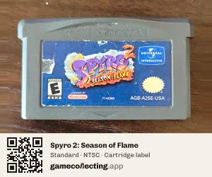 Spyro 2: Season of Flame Game Boy Advance, NTSC cartridge label