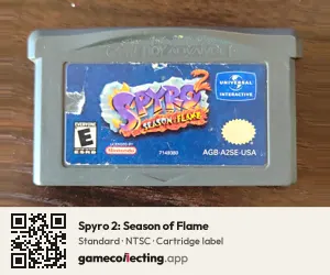 Spyro 2: Season of Flame Game Boy Advance, NTSC cartridge label
