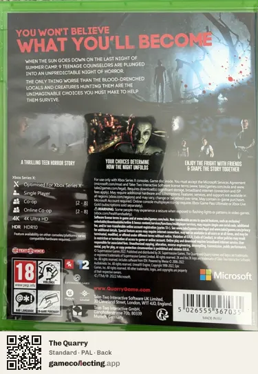The Quarry Xbox Series X, PAL box back