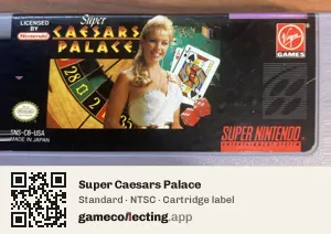 Super Caesars Palace Super Nintendo Entertainment System, NTSC cartridge label