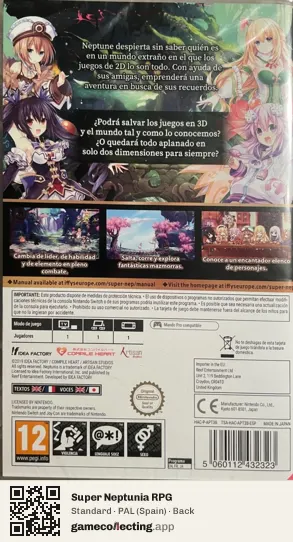 Super Neptunia RPG Nintendo Switch, Spain box back