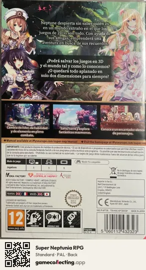 Super Neptunia RPG Nintendo Switch, PAL box back
