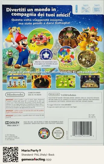 Mario Party 9 Nintendo Wii, Italy box back